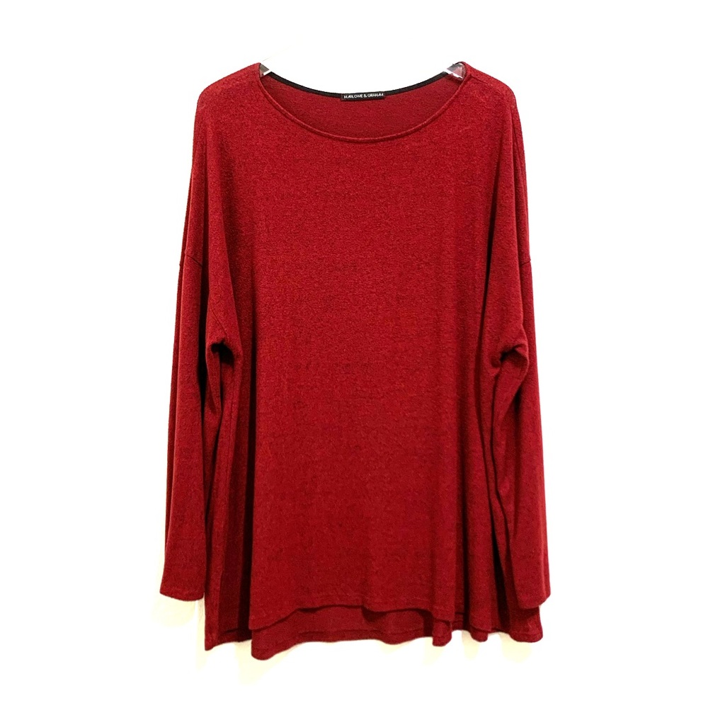 Harlowe & Graham Burnout Red Boatneck Sweater
